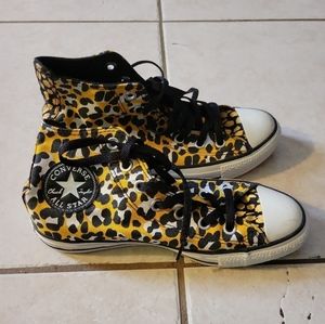 Converse High Top Yellow Leopard Print